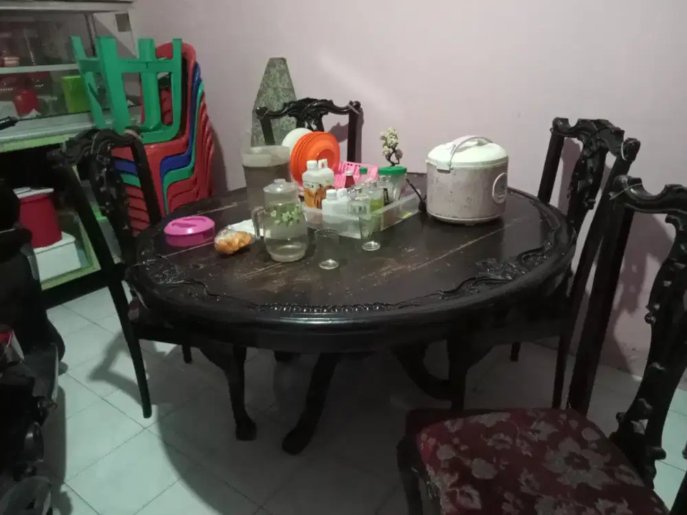 Jual meja makan bundar 6 kursi