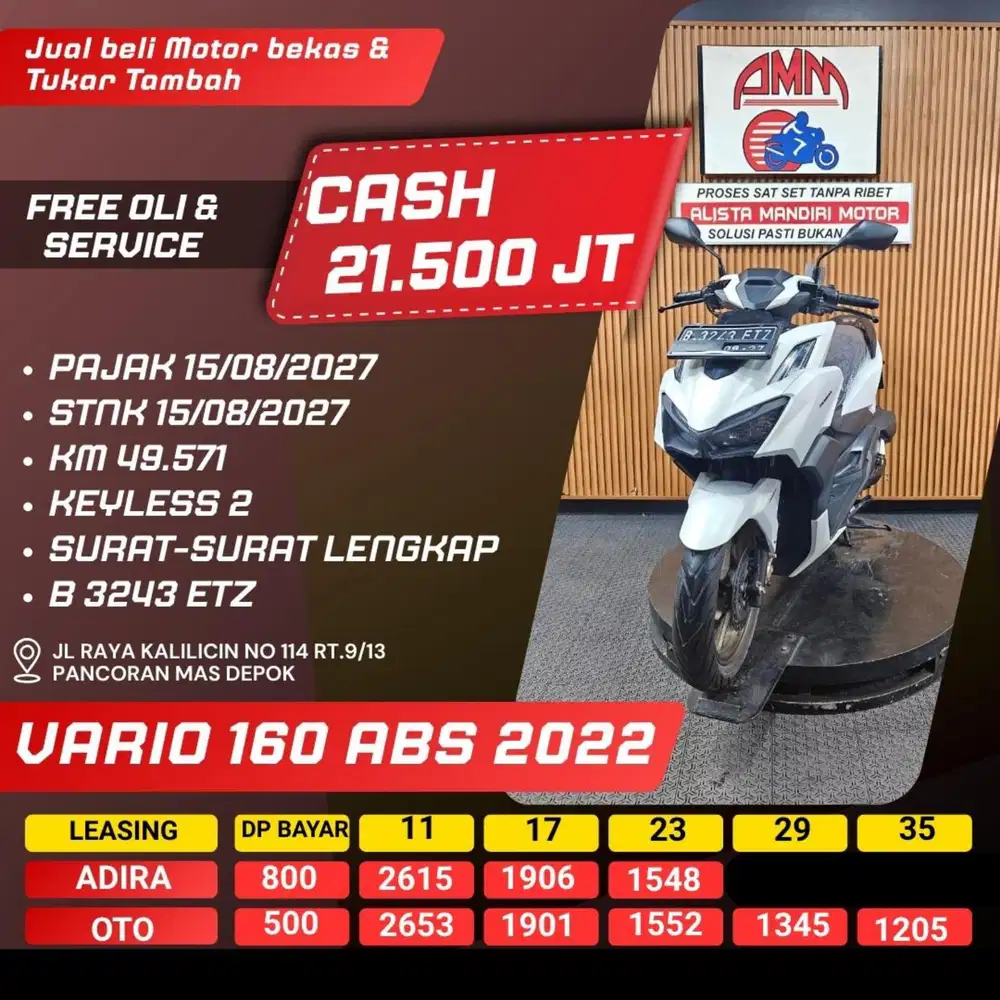VARIO 160 ABS GREESS BERGARANSI CASH/KREDIT PJK ON NEGO/COD BYR DIRMH