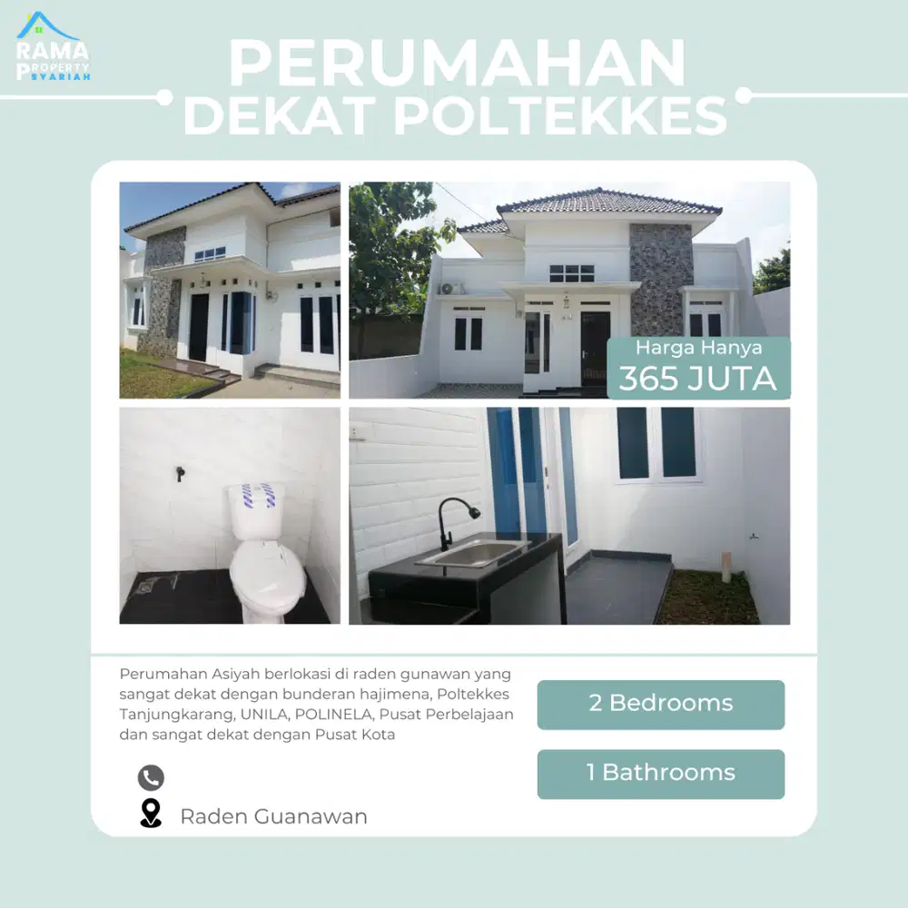 HARGA PROMO 355 JT! Rumah Eksklusif DEKAT UNILA & POLINELA – 2 KAMAR!