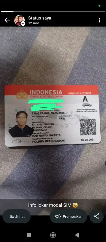 Modal SIM A asal jangan Bluebird