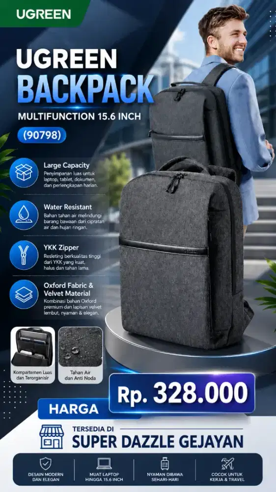 UGREEN BACKPACK MULTIFUNCTION 15.6 INCH (90798)