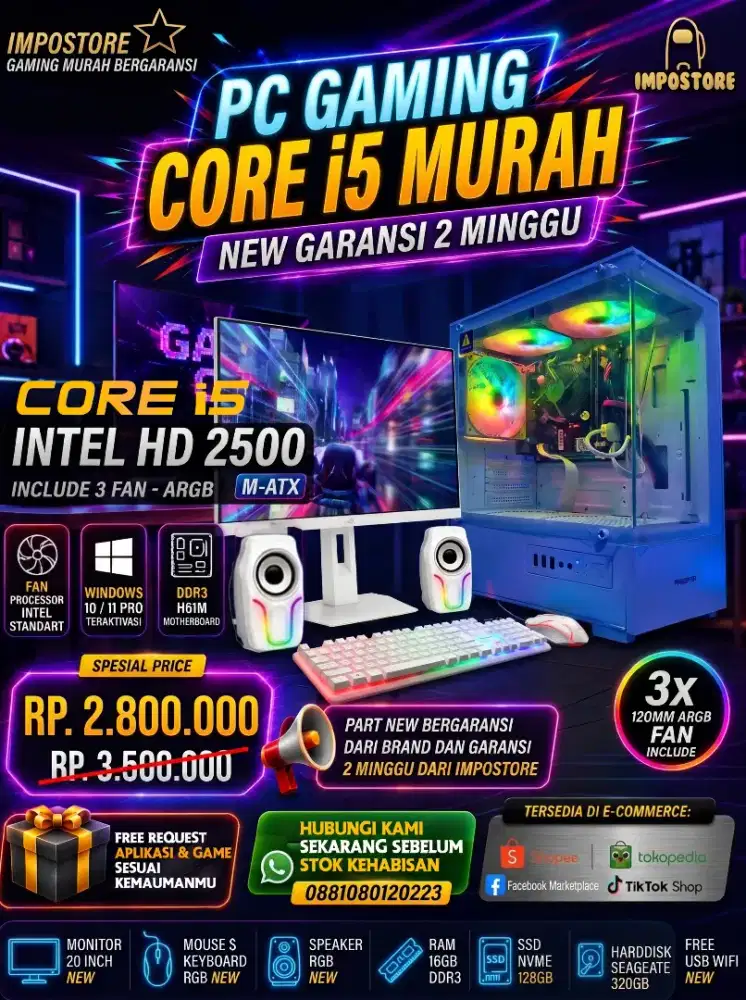 PC GAMING i5 - 16GB RAM - SSD NVME 128GB - HDD 320GB - FULLSET LIKENEW