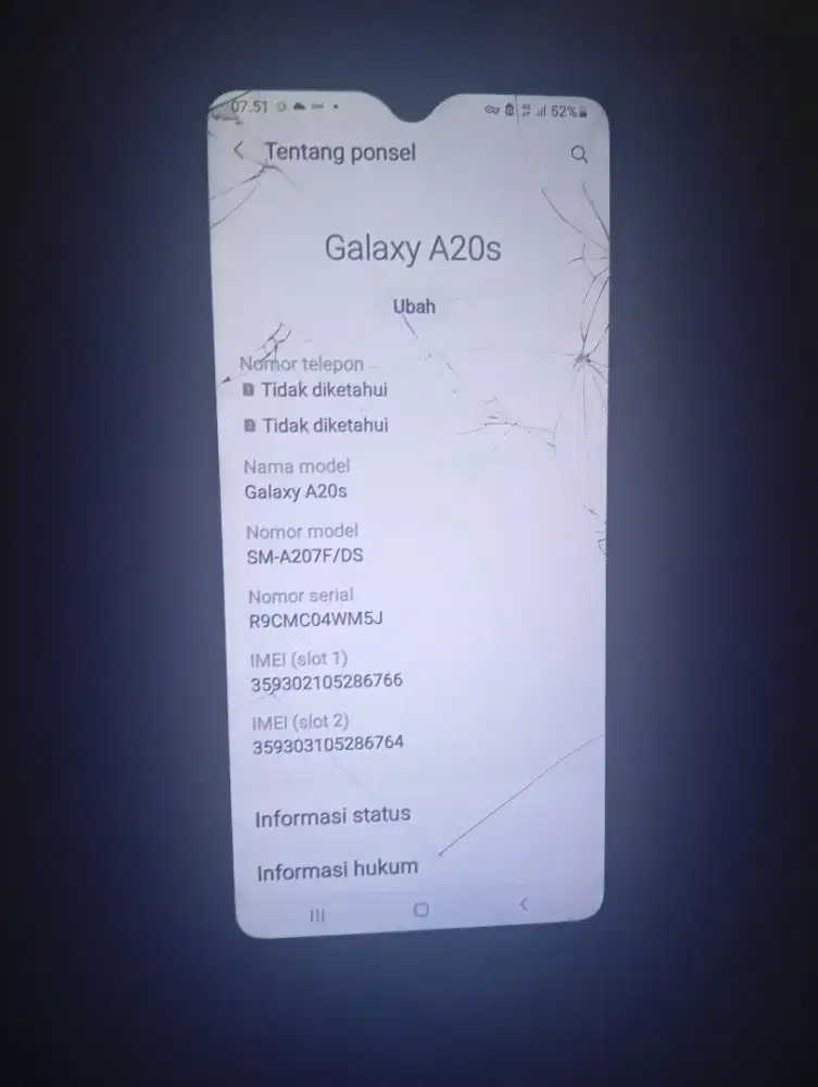 Di jual BU cepat hp samsung Galaxy A20s, ram 3/32, hp dan casan, jakpu