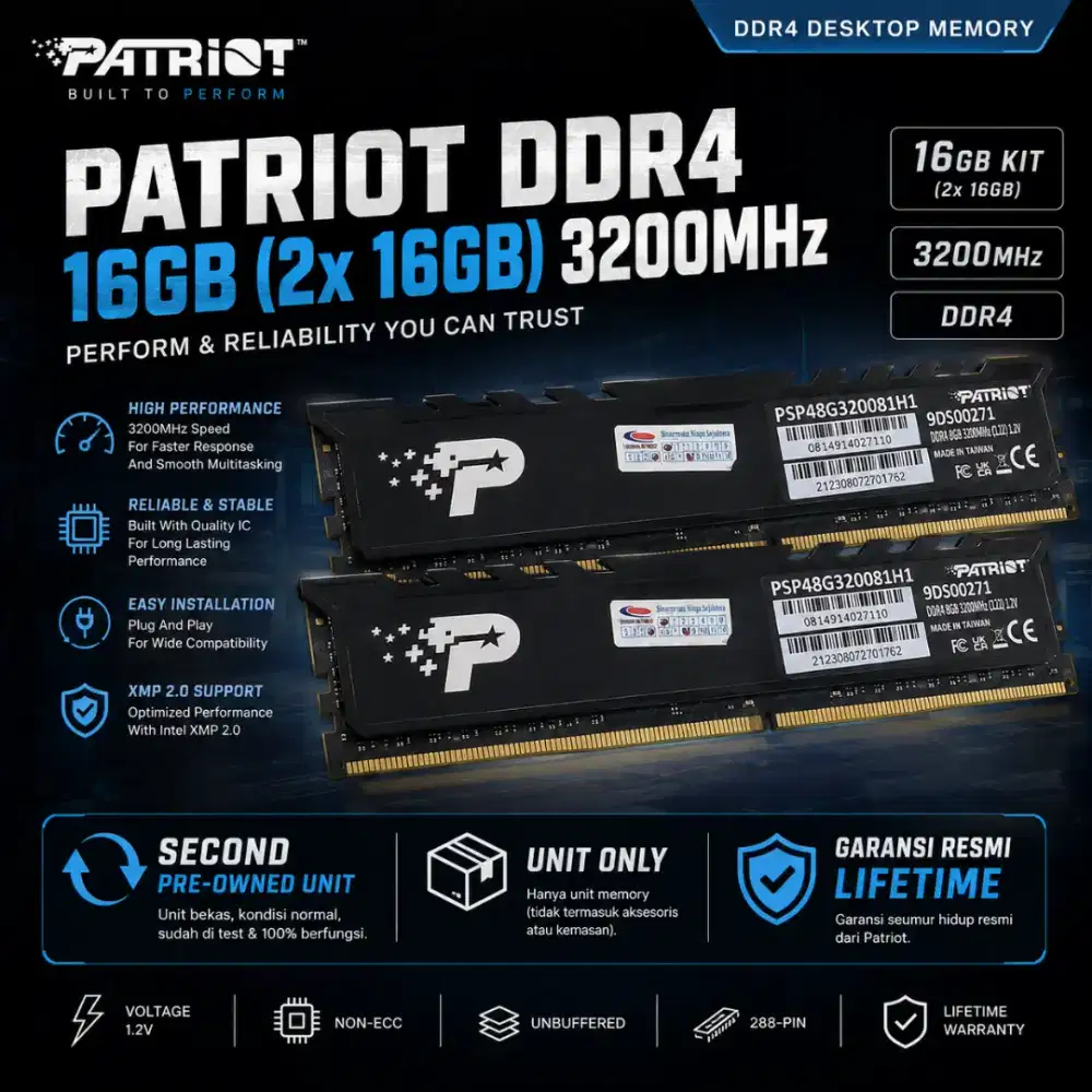PATRIOT DDR4 16GB (8GB x2) 3200MHz