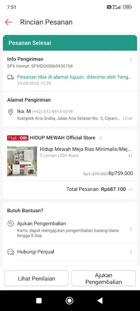 Meja rias mewas minimalis