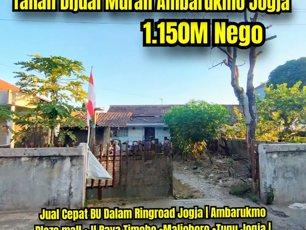 Tanah Murah Di Jual BU Cepat Area Mall Ambarukmo Dekat Malioboro Jogja