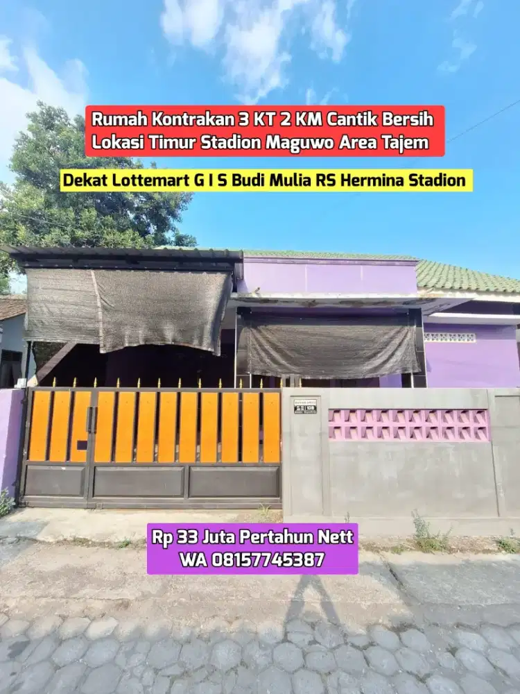 RUMAH DISEWAKAN MAGUWO CANTIK BERSIH NYAMAN 35JUTA TIMUR STADION