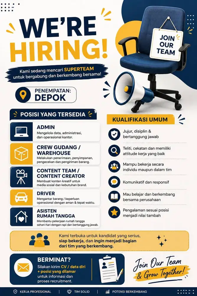 Admin, Crew Gudang/Warehouse, Content Team/Content Creator, Driver, AR