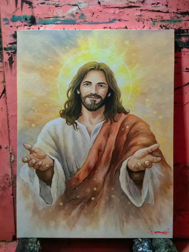 Dijual lukisan kanvas yesus 90x70 cm