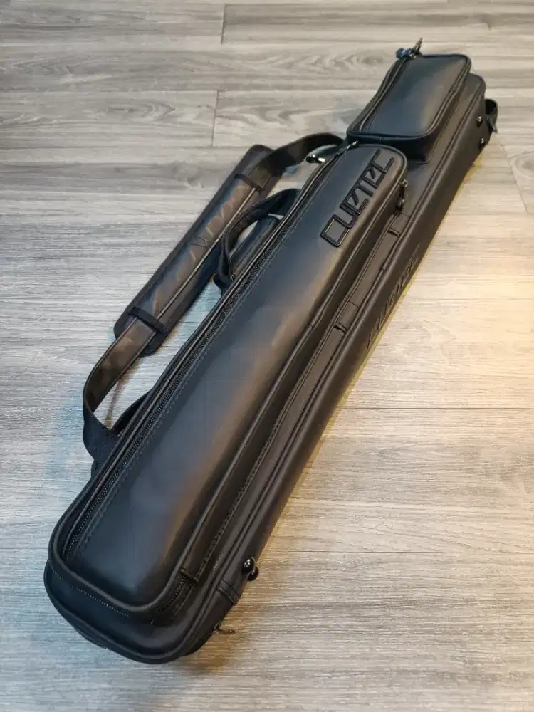 Tas Billiard Cuetec Kulit 8 Slot Premium Leather Black Butt shaft