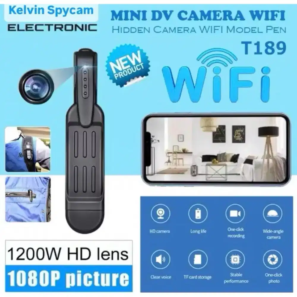 Spy Camera Wifi Pen Clip 1080P Kamera Pengintai Tersembunyi PenClip HD