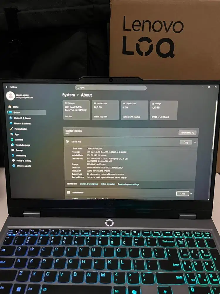 loq irx9 20gb ram 1,5tb ssd
