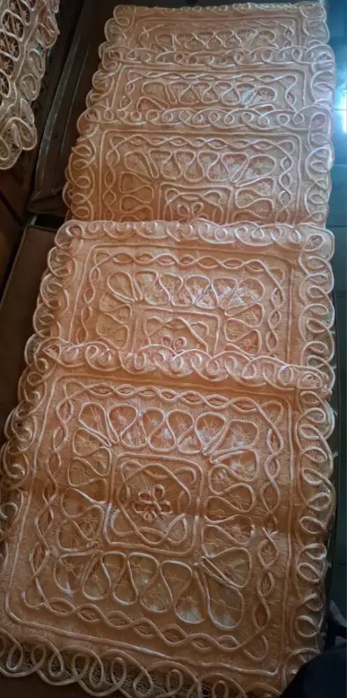 Set Taplak & Sarung Bantal Kursi Renda / Set Motif usus ayam