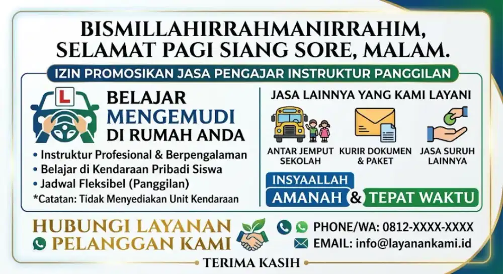 Jasa kurir instruktur Dll