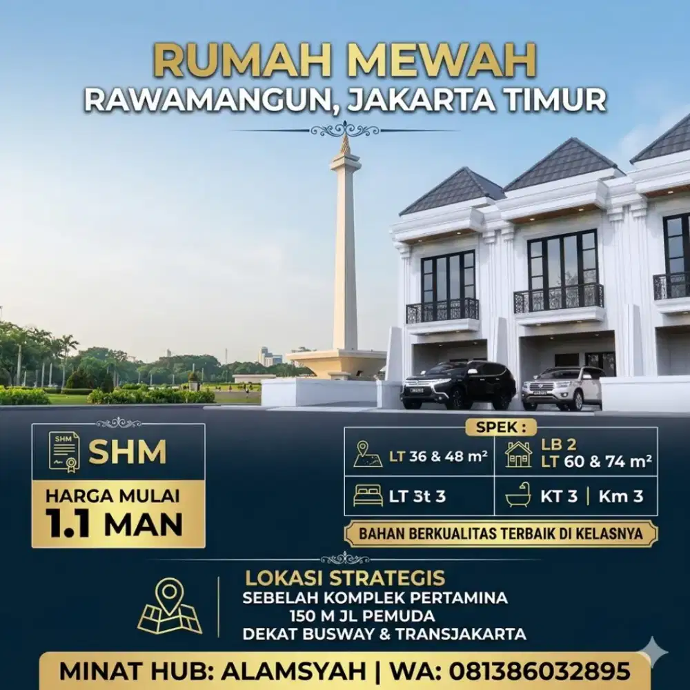 Rumah Baru Harga Murah Lokasi Strategis di Jati, Pulogadung, Jaktim