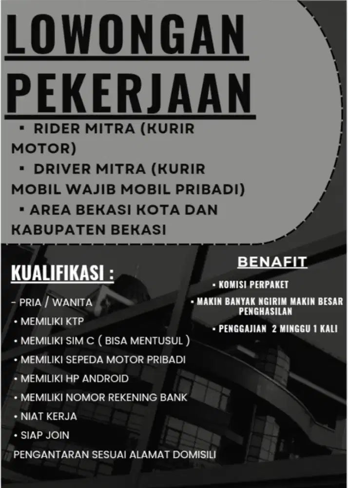 Lowongan kerja kurir motor