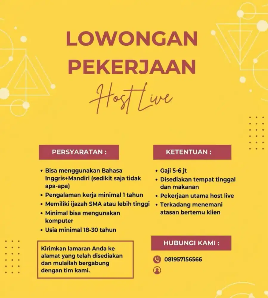 dibutuhkan secepatnya host live
