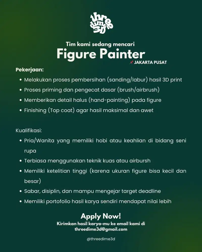 PAINTER CAT AKRILIK UNTUK FIGURE (FREELANCE / PART-TIME / FULL-TIME)