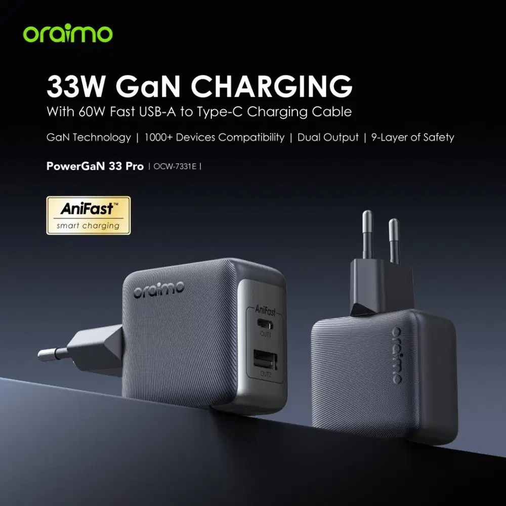 OCW-7331E+C54 Oraimo PowerGaN 33W Pro Wall Charger