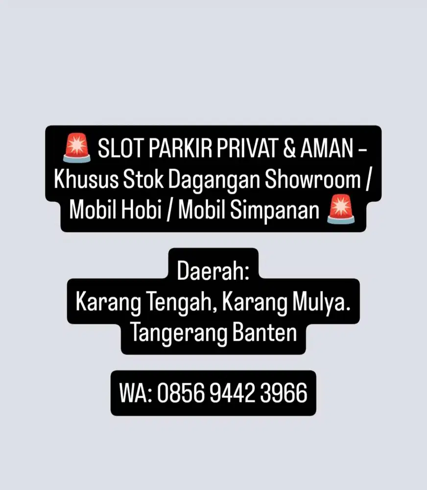 Sewa Lahan Parkir Mobil Privat Karang Tengah Ciledug