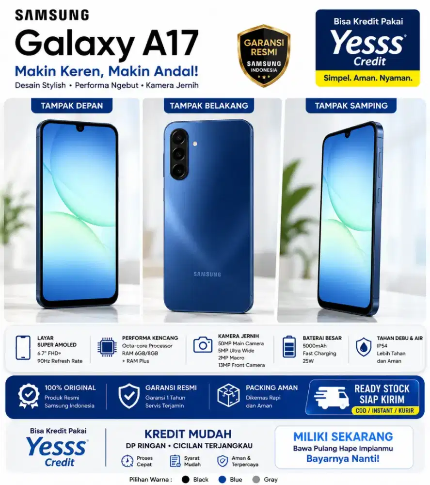 Samsung Galaxy A17 Layar Amoled RAM 8GB, Kredit 0 DP Di Yesss Credit