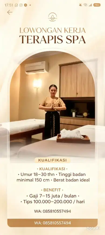 Lowongan trapis spa