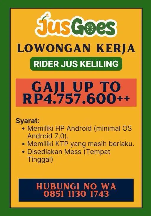 Lowongan Kerja Rider Jus Keliling Area Tangerang Kota