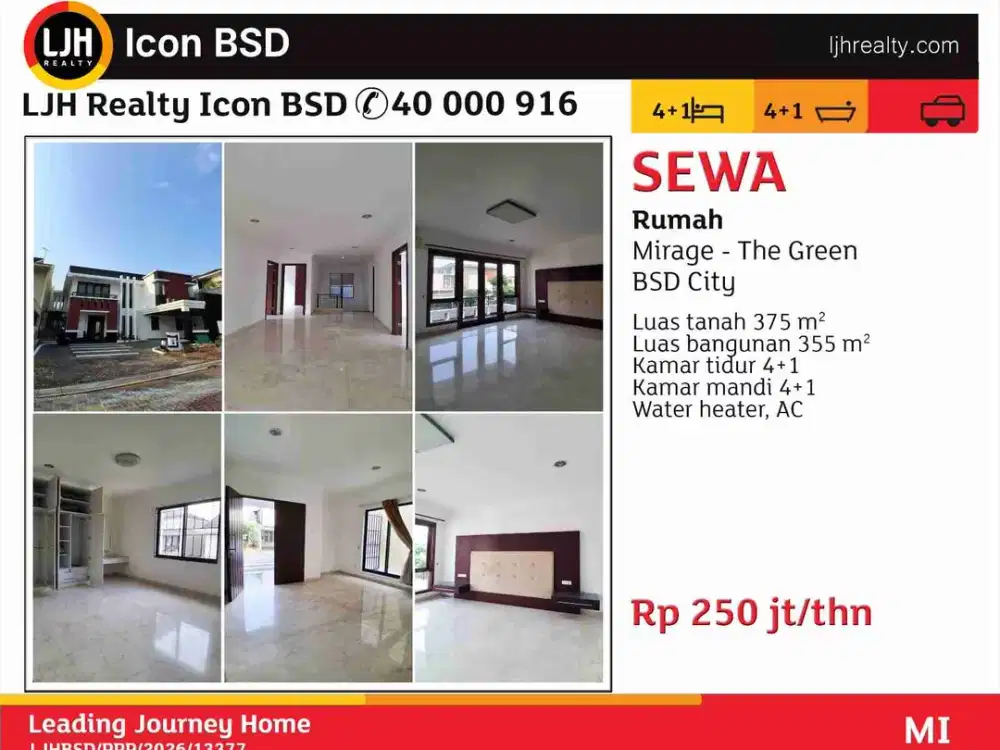 Di Sewakan Rumah Hunian Mirage the green BSD City