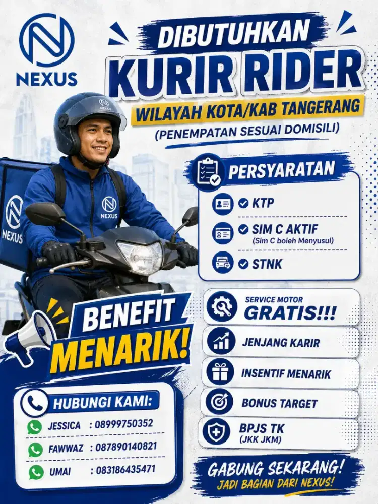 DIBUTUHKAN RIDER KURIR SPX DAERAH TELUKNAGA DAN SEKITARNYA!!
