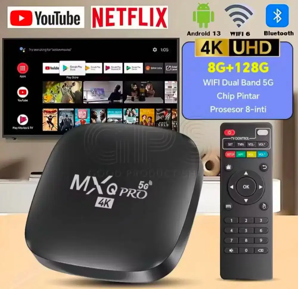 MXQPro Set Top Box Dual Band 2.4G+5G Internet Smart TV Free 3000+Apl
