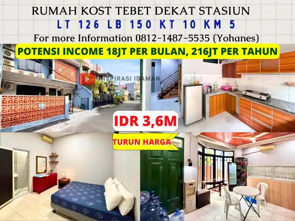 Rumah Kost Tebet 9 KT Dekat Stasiun Akses 2 Mobil