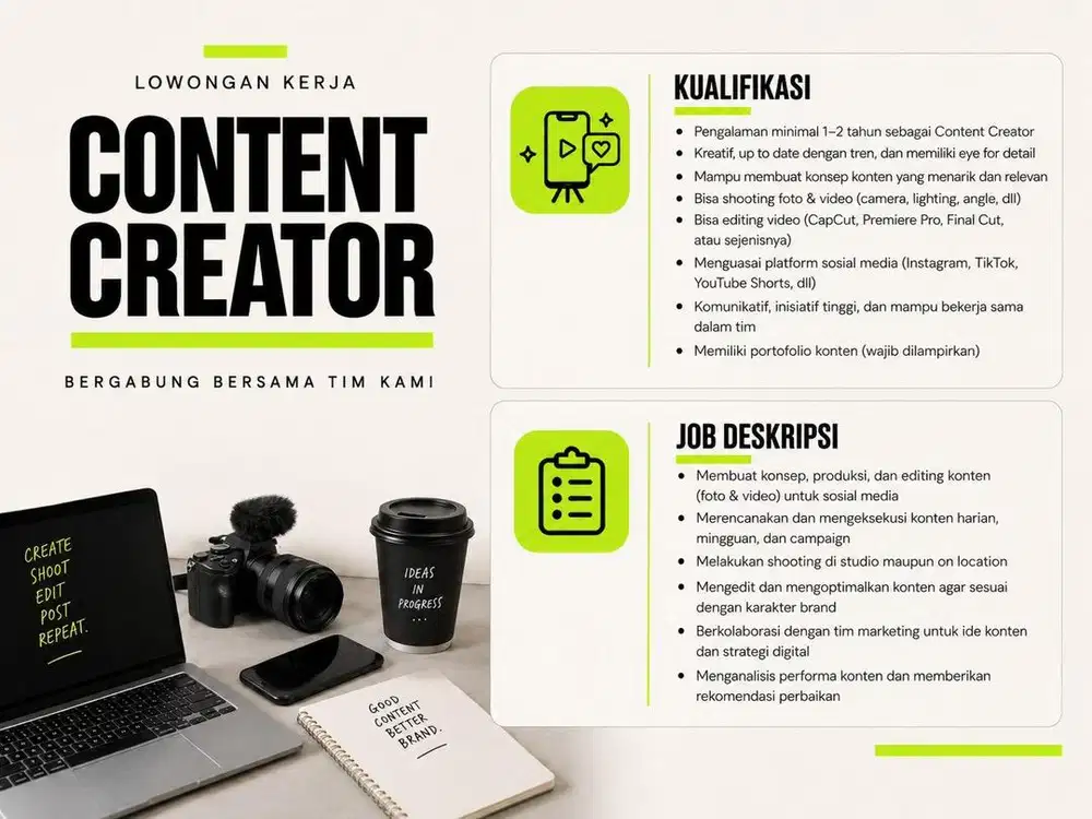 DIBUTUHKAN CONTENT CREATOR