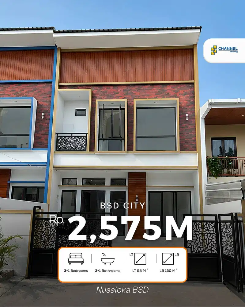 Jual Rumah Baru 2 Lantai Modern Dekat Tol dan Stasiun Nusaloka BSD