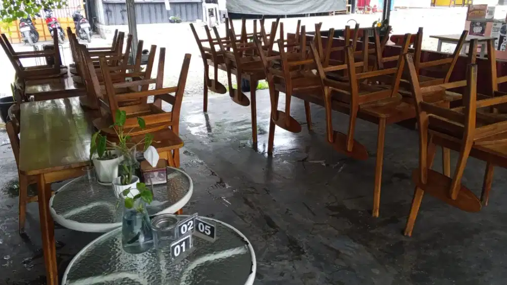 Meja jati 5 set