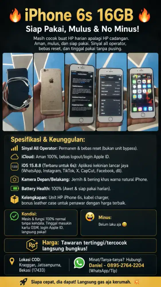 IP6S Siap Pakai iCloud Aman Bebas Reset