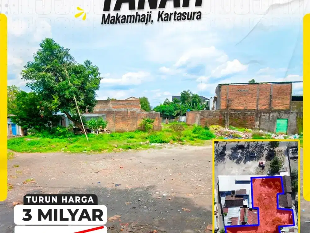 Jual Tanah luas 919m2 di Kartasura cocok untuk gudang akses kontainer
