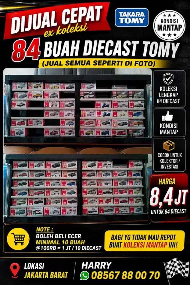Koleksi diecast ada 84 pcs (borongan disc atau min pembelian 10pcs)