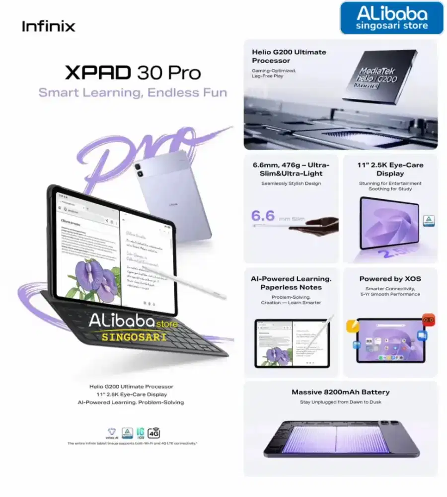 INFINIX XPAD 30 PRO 8+8/128GB | TAB TIPIS, KENCANG & LAYAR 2.5K