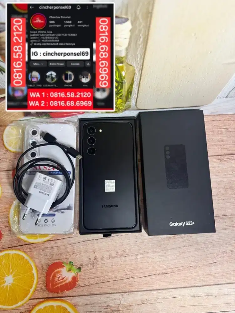 Jual hp likenew Samsung S23 plus 8/512 istimewa free adaptor n case