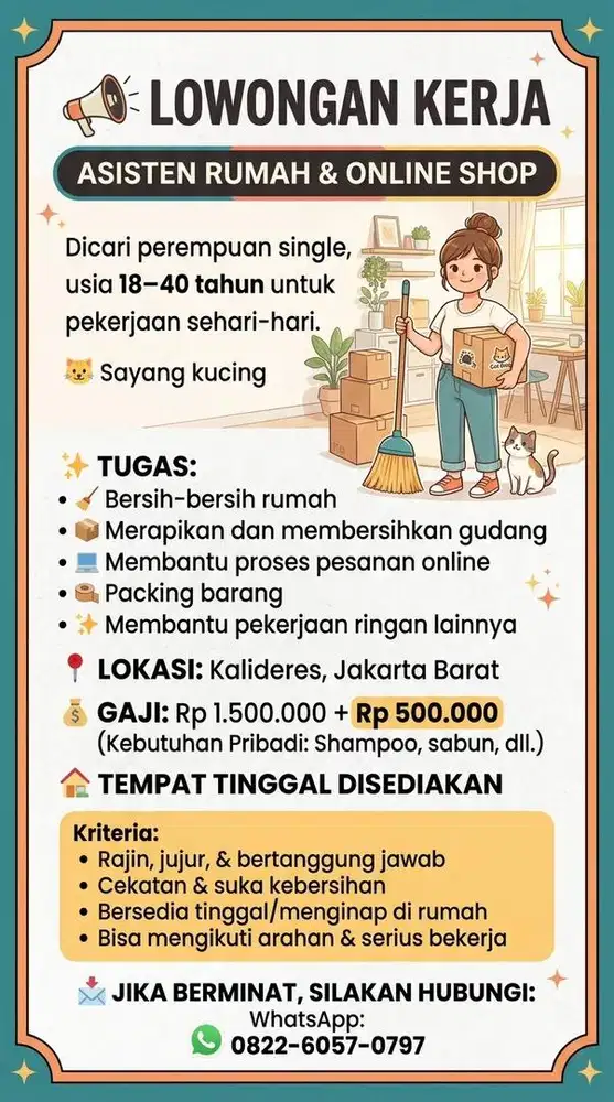 Assistant Rumah dan online shop