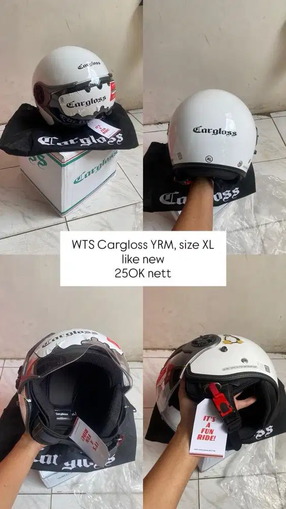Cargloss YRM Helm Half Face - Sp Whity White ukuran XL