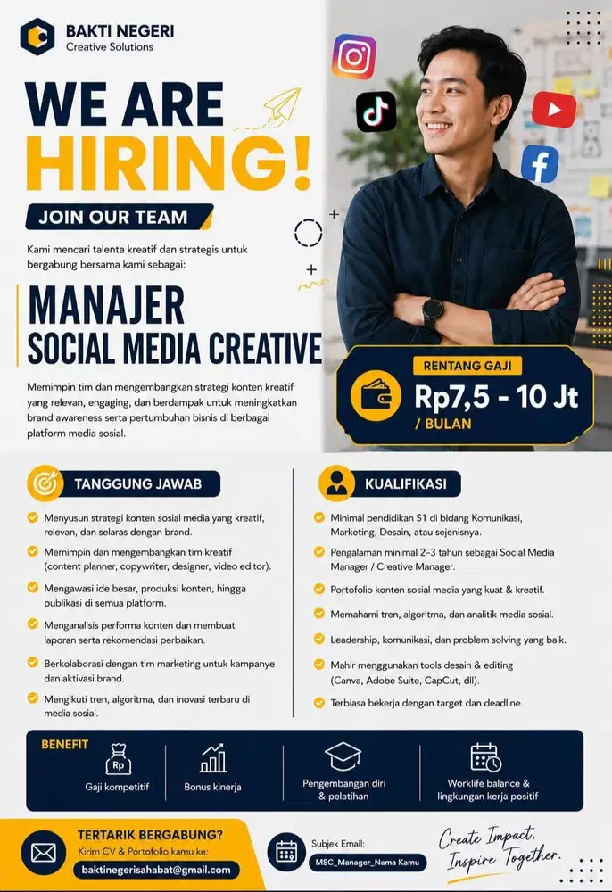LOWONGAN KERJA MANAGER SOCIAL MEDIA CREATIVE