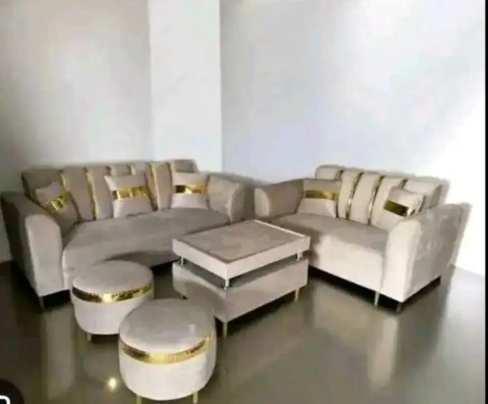 Sofa retro 32+2 stoll murah liat gold