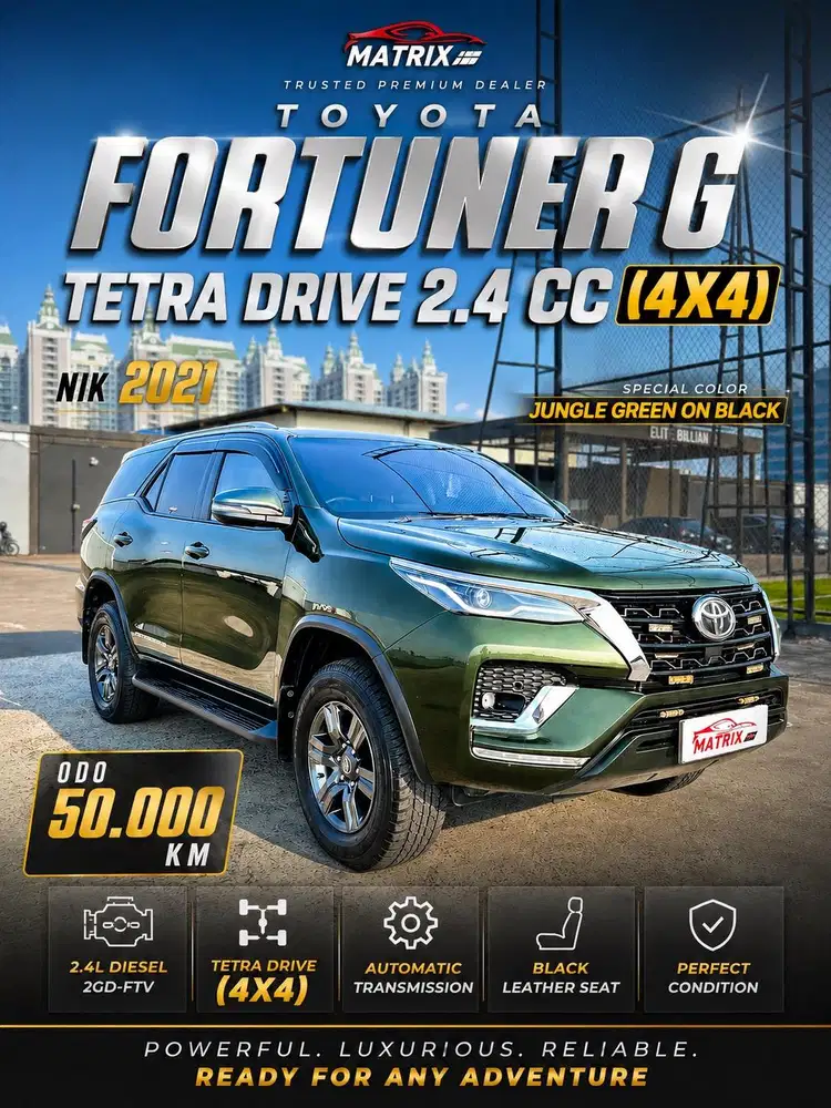 2021[50RB KM] TOYOTA FORTUNER G 4x4 TETRA DRIVE ! FORTUNER G  2021