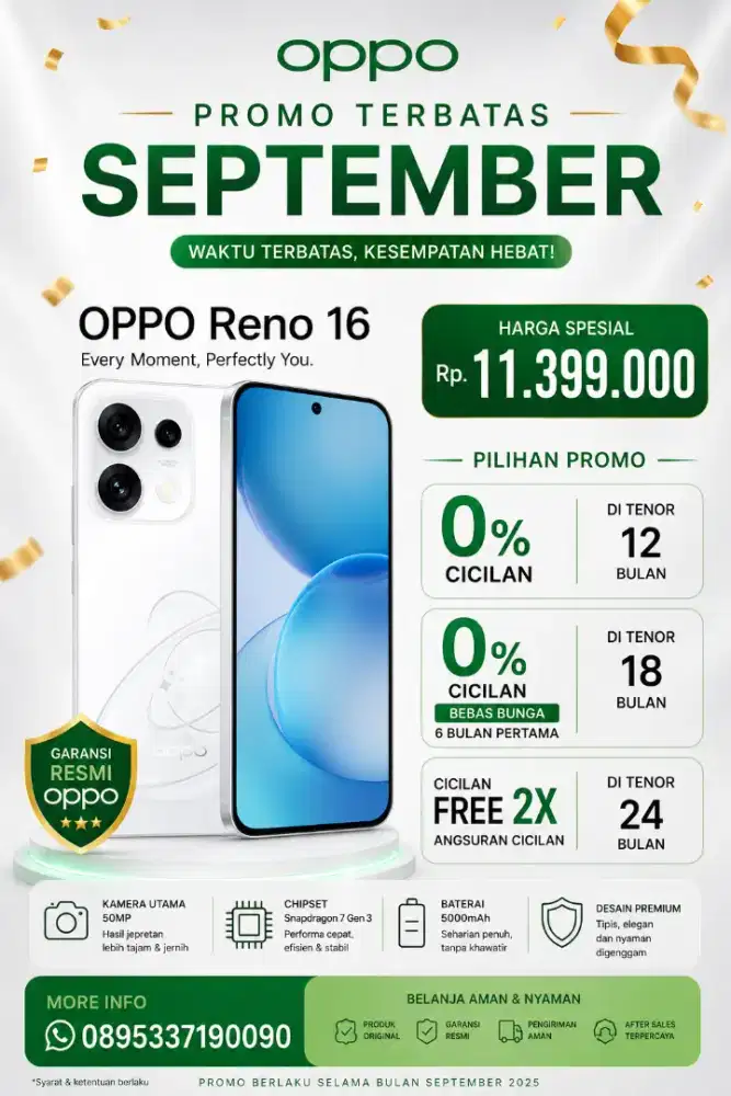 Oppo reno 16 kredit murah