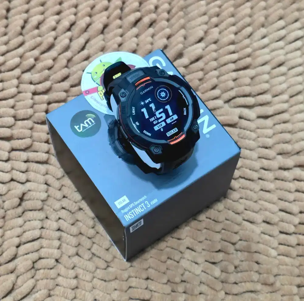 Garmin Instinct 3 Solar 45mm Black Bagus