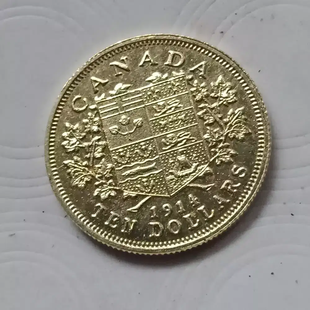 Koin lapis emas 1910 king georgivs george 10 dollar era Inggris canada