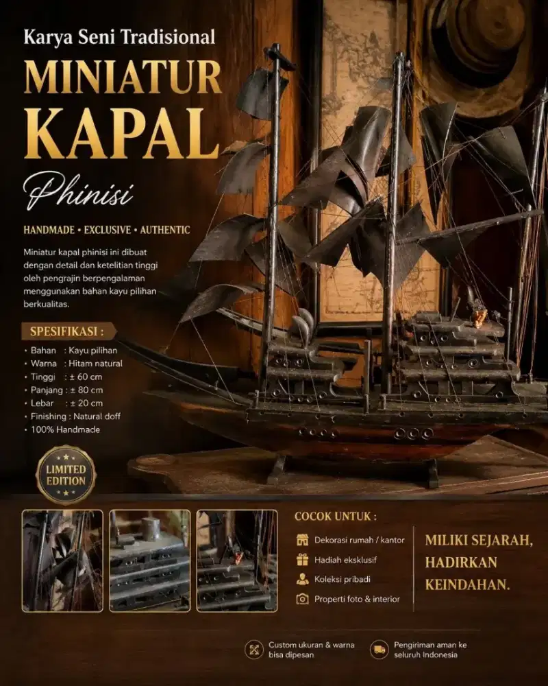Kerajinan kayu perahu pinisi unik
