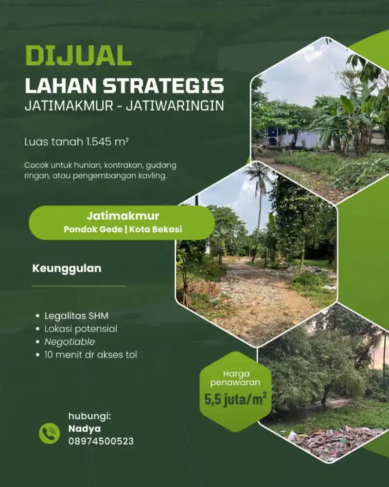 Dijual lahan strategis Jatiwaringin jatimakmur