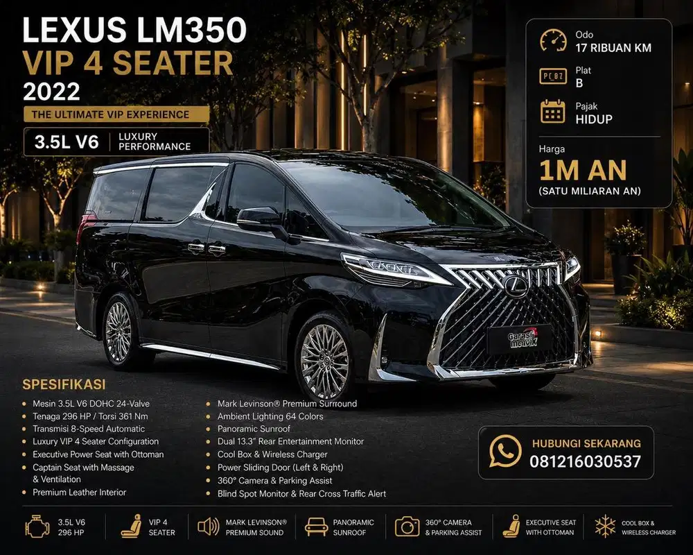 Lexus LM350 LM 350 VIP 2 + 2 4 seater 2022 Antik Low KM Murah Bekas